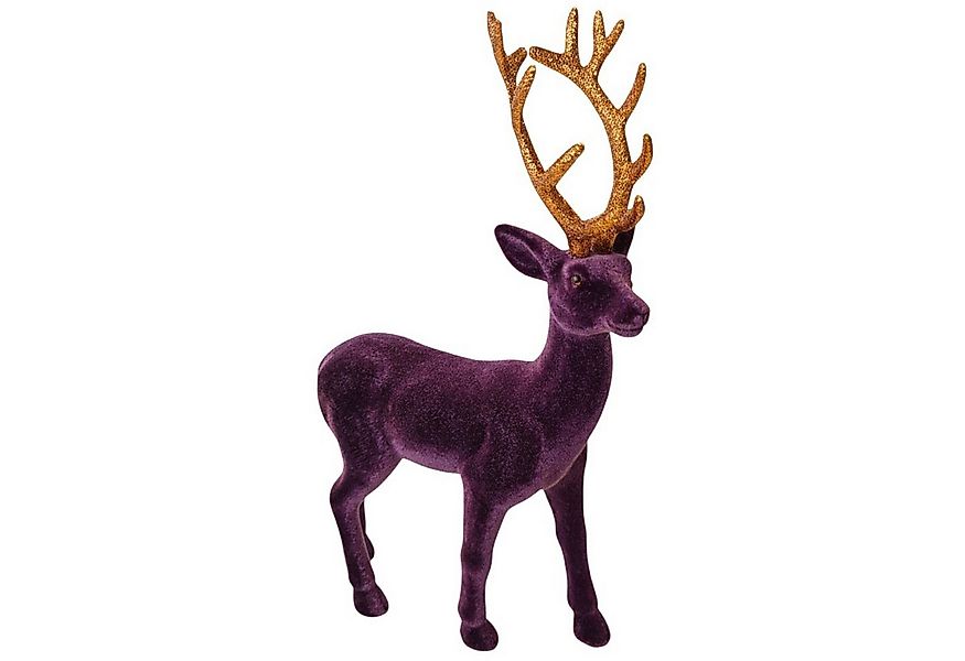Macosa Home Dekofigur Deko Hirsch Lila stehend 31 cm Kunststoff beflockt (W günstig online kaufen