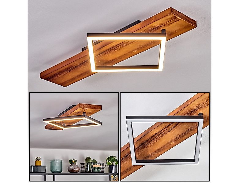 hofstein Deckenleuchte Deckenlampe aus Metall/Holz/Kunststoff in Schwarz/Na günstig online kaufen