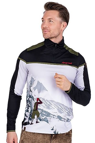 Almgwand Trachtenshirt Funktionsshirt Herren - HÖFERALM - schwarz/grau günstig online kaufen