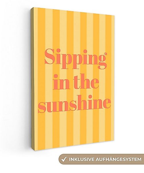 OneMillionCanvasses® Leinwandbild Gestreift - Gelb - Sonnenschein - Briefe, günstig online kaufen