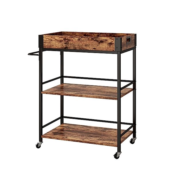 Vicco Servierwagen Fyrk Rollbare Küchen-Minibar Eiche Rustikal 65x85 cm günstig online kaufen