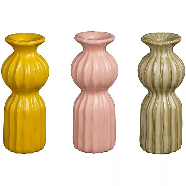 Mica Decorations Einstielige Vase Felipe Gelb Beige-Grün Ø 8 cm Farbsortier günstig online kaufen