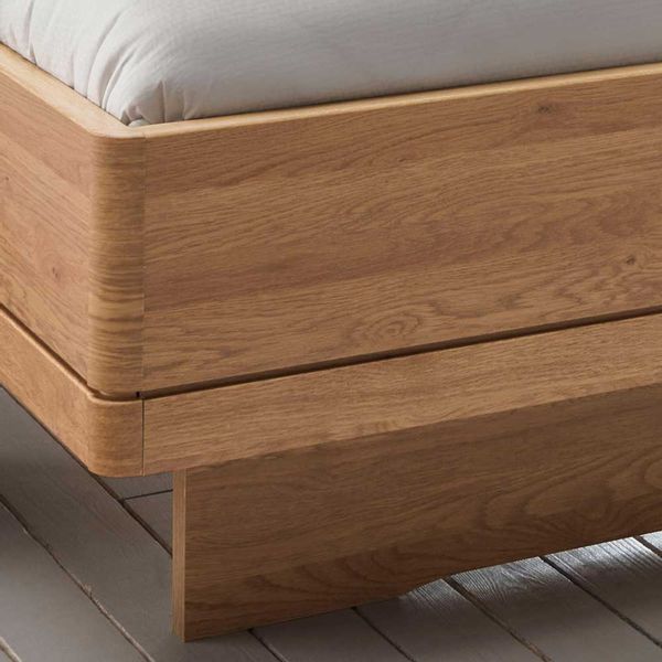 Einzelbett und Nachtkonsole in Beige und Eiche teilmassiv Polsterkopfteil ( günstig online kaufen