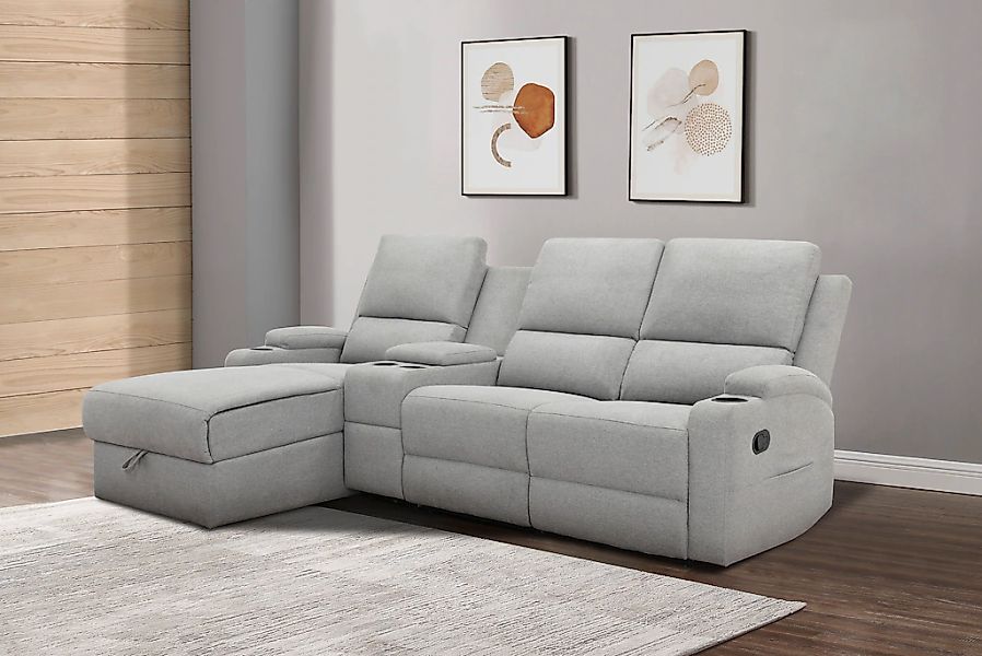 Home affaire Ecksofa "NAPORI Multimediasofa, 3er Kinosessel XXL, L-Form, 3 günstig online kaufen