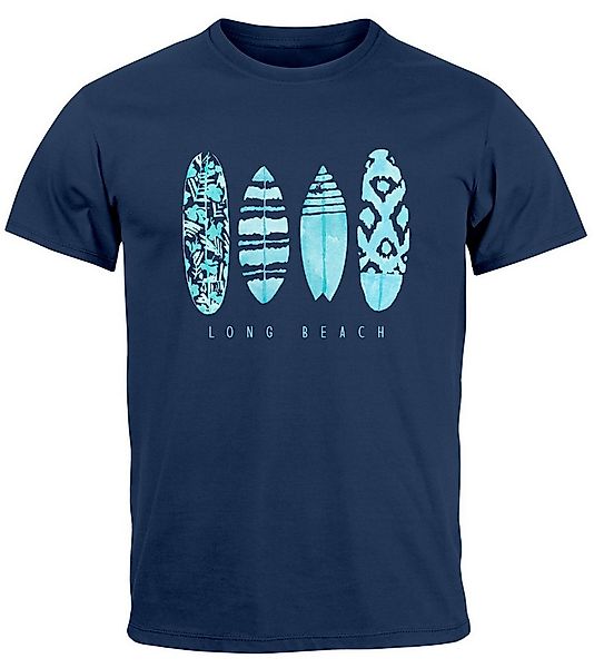 Neverless Print-Shirt Herren T-Shirt Surfing Fashion Aufdruck Long Beach Su günstig online kaufen