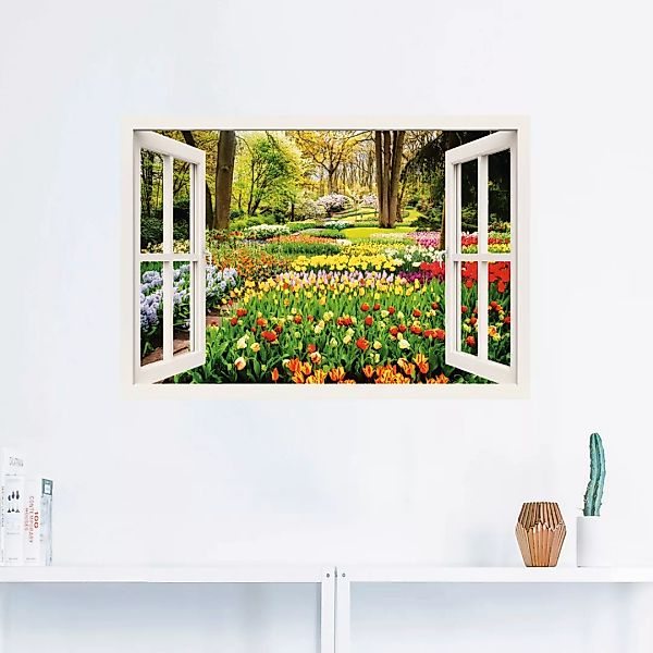 Artland Wandbild »Fensterblick Tulpen Garten Frühling«, Fensterblick, (1 St günstig online kaufen