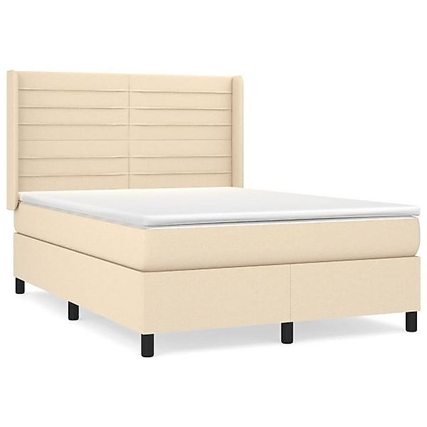 vidaXL Boxspringbett Boxspringbett mit Matratze Creme 140x200 cm Stoff Bett günstig online kaufen