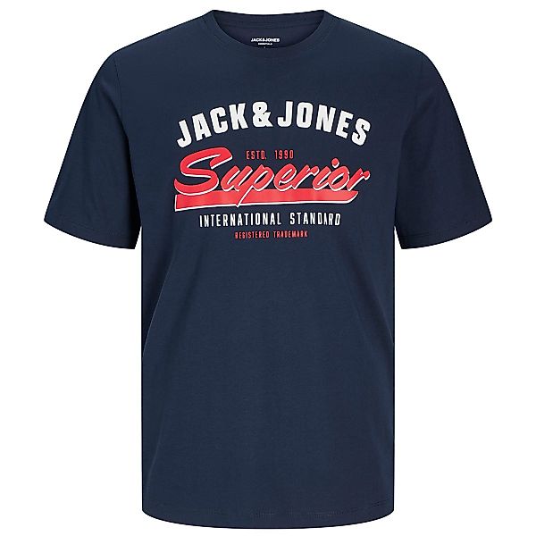 Jack&Jones T-Shirt mit Label-Print Farbe marine Größe: 4XL günstig online kaufen