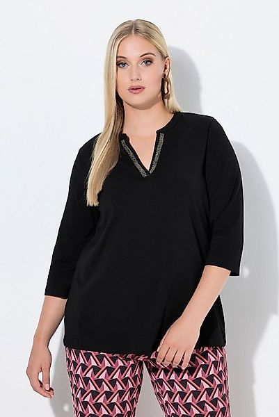 Ulla Popken Longshirt Longshirt A-Linie Tunika-Ausschnitt 3/4-Arm günstig online kaufen