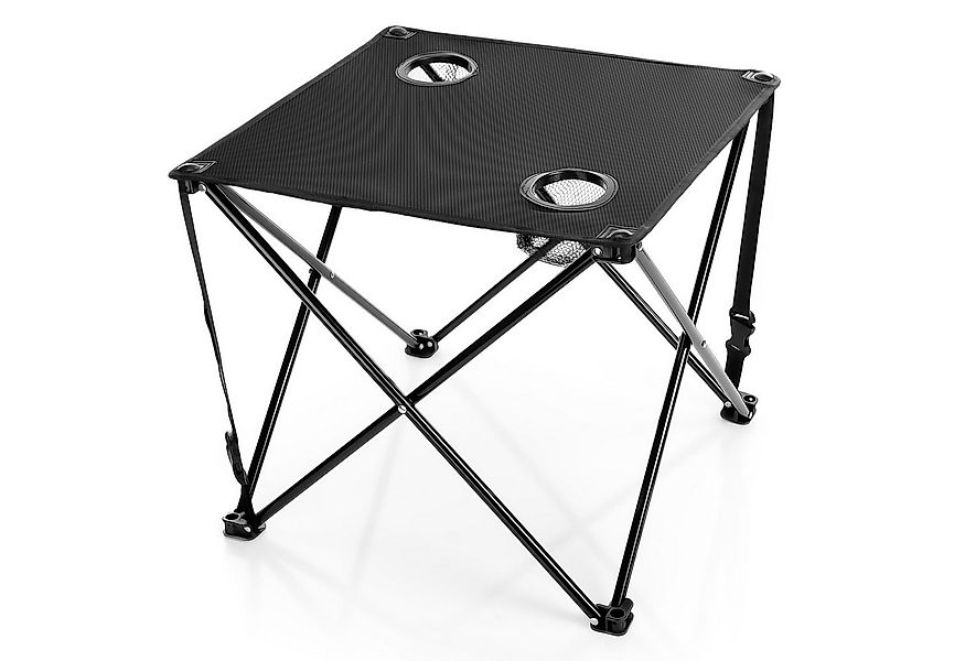 BigDean Campingtisch faltbar mit 2 Getränkehaltern Schwarz belastbar bis 30 günstig online kaufen