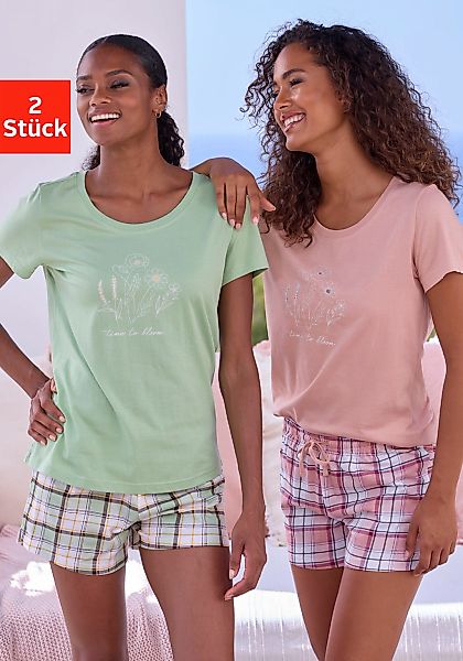 Vivance Dreams Shorty, (Set, 2 Stück), mit karierter Pyjamashorts günstig online kaufen