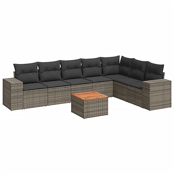 vidaXL 8-tlg Garten-Sofagarnitur mit Kissen Grau Poly Rattan Modell 24 günstig online kaufen