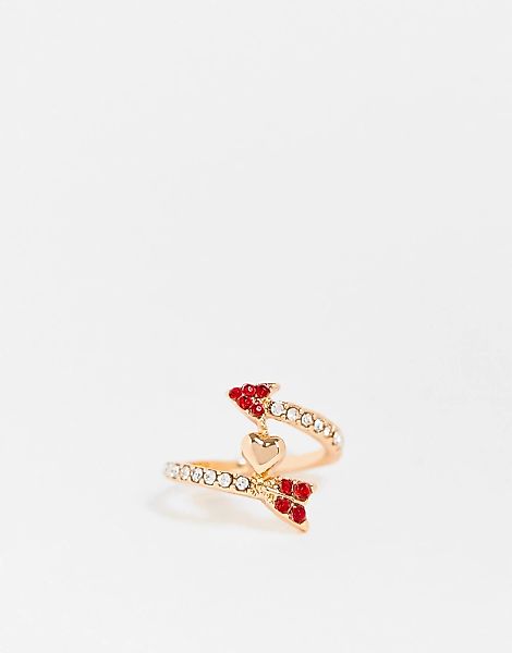 ASOS DESIGN – Goldfarbener Ring mit Herz-Pfeil-Design günstig online kaufen