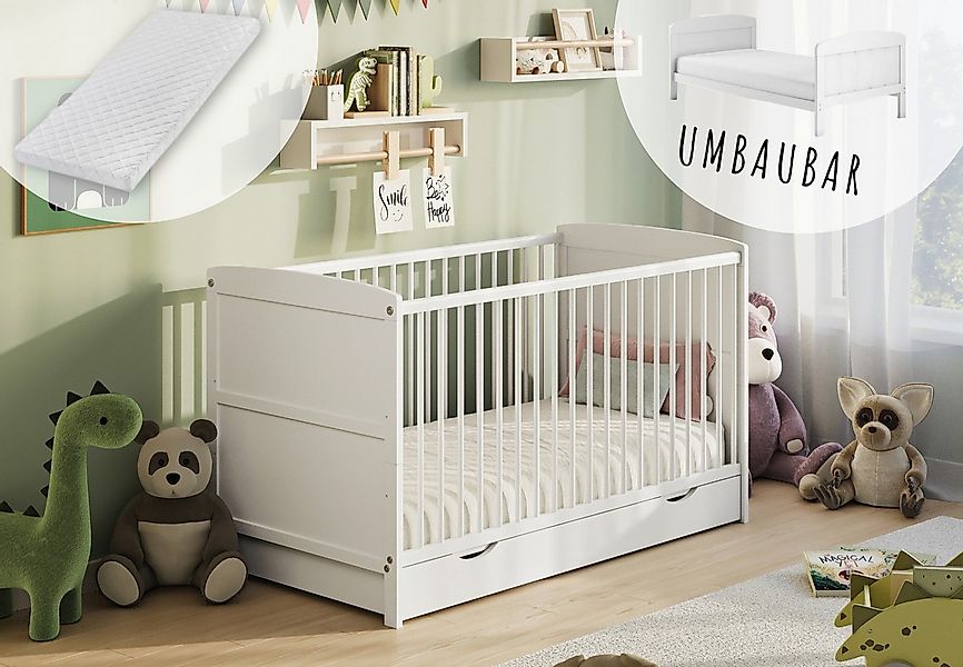 Kids Collective Babybett Kinderbett 60x120/70x140 cm umbaubar zu höhenverst günstig online kaufen