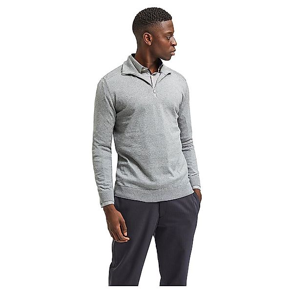 Selected Berg Halber Reißverschluss Sweater XL Medium Grey Melange günstig online kaufen