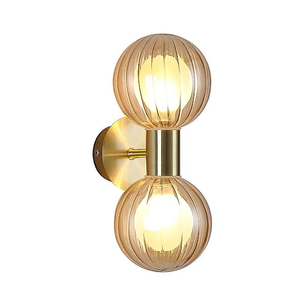 Bad-Wandlampe Lumisphere, creme/messing, Höhe 28 cm, 2-fl. günstig online kaufen