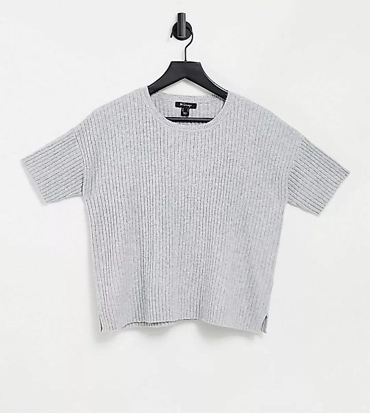 M Lounge – T-Shirt aus weichem Rippstrick, Kombiteil-Grau günstig online kaufen