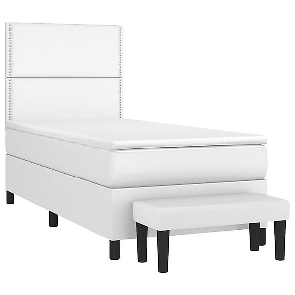 vidaXL Bett Boxspringbett mit Matratze Weiß 90x190 cm Kunstleder günstig online kaufen