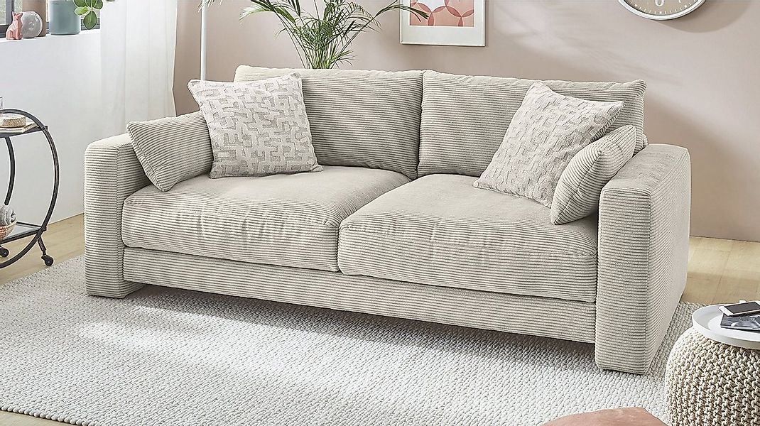 Massivart® Big-Sofa MILEY Cord grau-beige 241 cm / 4-Sitzer / Cordsofa, Bon günstig online kaufen