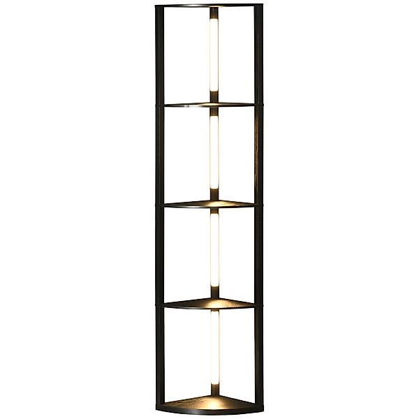 HOMCOM Stehlampe mit 4 Ablagen E27 Sockel 24 W 3 Lichtfarben Schwarz günstig online kaufen