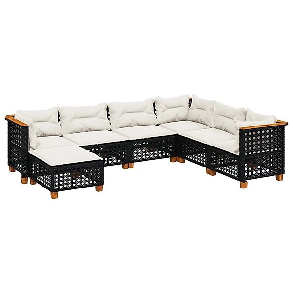 vidaXL 7-Tlg Garten-Sofagarnitur mit Kissen Schwarz Poly Rattan 3261938 günstig online kaufen