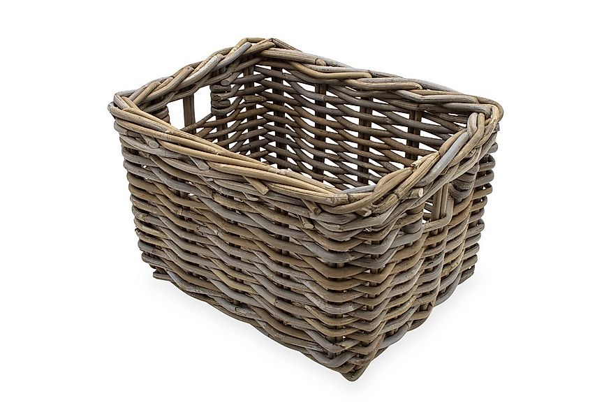 Spetebo Aufbewahrungskorb Rattan Aufbewahrungkorb rechteckig shabby grau (A günstig online kaufen