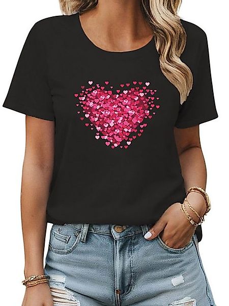PYL Print-Shirt Damen Sommer Kurzarm T-shirt mit Herz Ausgefallene Druck günstig online kaufen