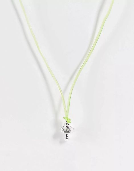 ASOS DESIGN – Halskette mit weicher Kunststoffkordel in Hellgrün und silber günstig online kaufen