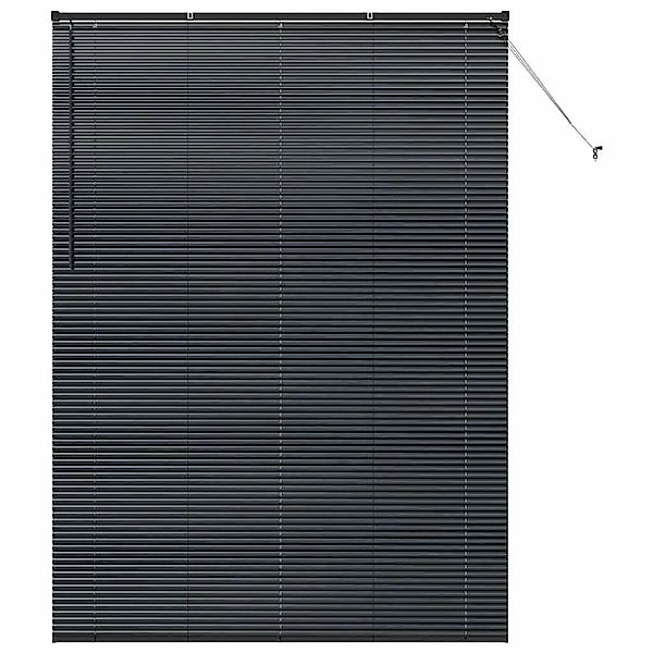 vidaXL Balkenjalousien mit Vorhängen Schwarz 220 x 155 cm Aluminium 4200618 günstig online kaufen