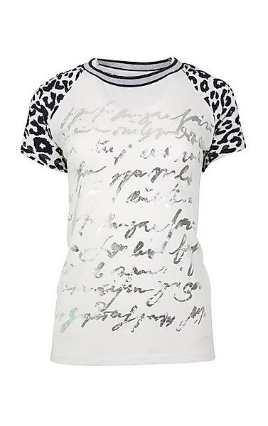 Passioni T-Shirt mit Animalprint Leo und silbernen Schriftzügen T-Shirt mit günstig online kaufen