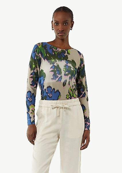 comma Langarmshirt T-Shirt Longsleeve aus Mesh günstig online kaufen