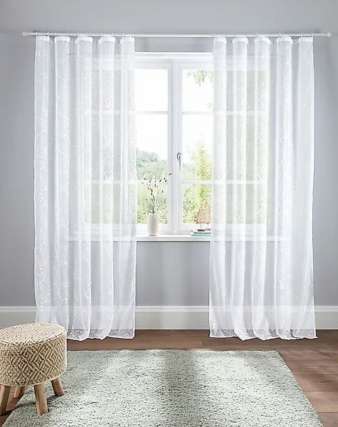 Home affaire Gardine »Adele«, (1 St.), transparent, mit floraler Stickerei, günstig online kaufen