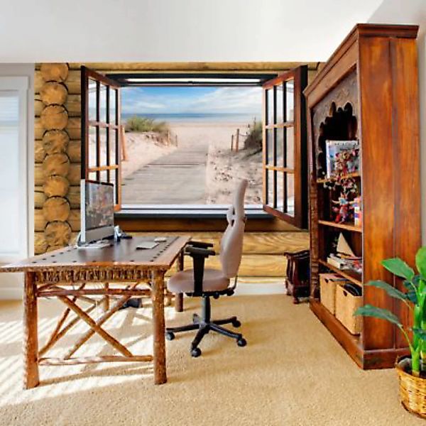 artgeist Fototapete Beach outside the window mehrfarbig Gr. 400 x 280 günstig online kaufen