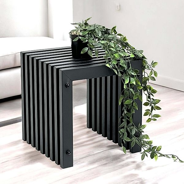 DanDiBo Beistelltisch Lamellenhocker Hocker Metall Schwarz günstig online kaufen