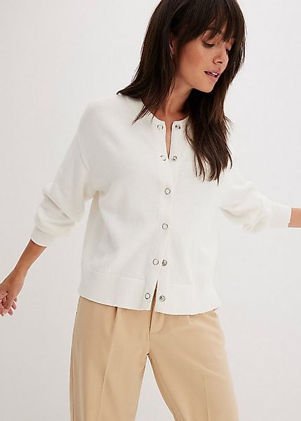 bonprix Strickjacke Oversize Passform, mit Rippbündchen, aus Baumwolle, mit günstig online kaufen