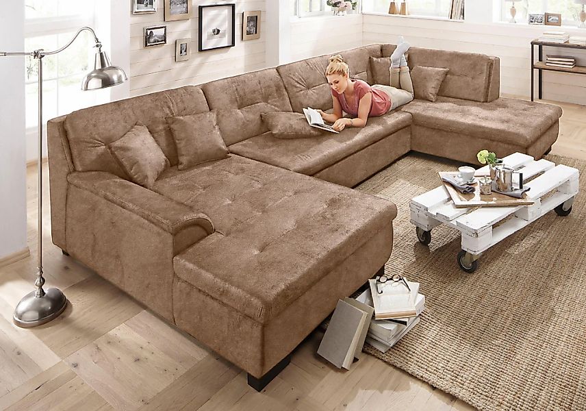 Home affaire Wohnlandschaft "Bergen zeitlos und elegant, U-Form", wahlweise günstig online kaufen