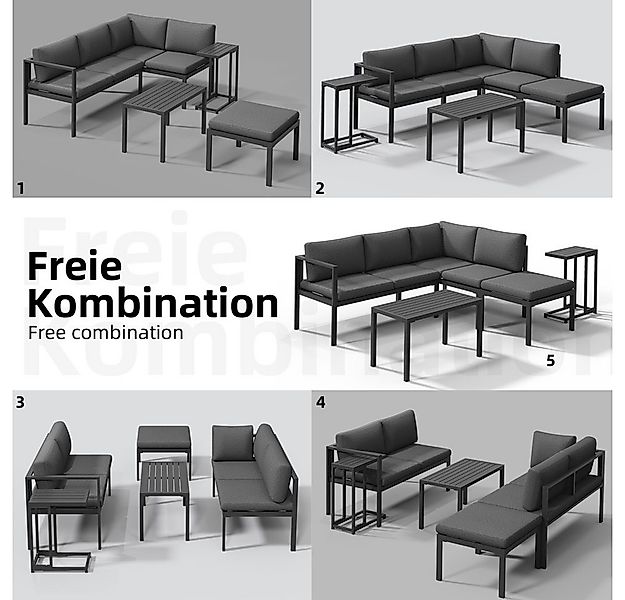 Mucola Sitzgruppe Ecksofa Aluminium Essgruppe wetterfest Ecklounge Beistell günstig online kaufen