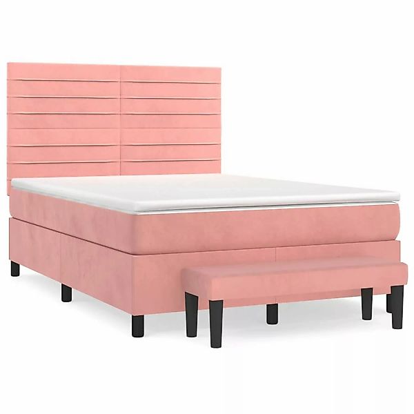 vidaXL Boxspringbett mit Matratze Rosa 140x190 cm Samt1350811 günstig online kaufen