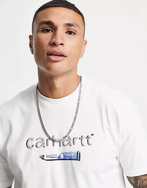 Carhartt WIP – T-Shirt in Weiß mit Zahnpasta-Motiv günstig online kaufen