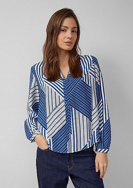 s.Oliver Langarmbluse Bluse Viskosebluse mit Raffung und All-over-Print günstig online kaufen