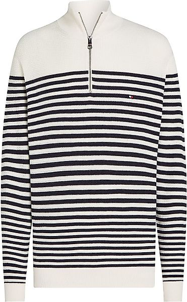 Tommy Hilfiger Racking Half-Zip Structure Streifen Weiß Navy - Größe XL günstig online kaufen