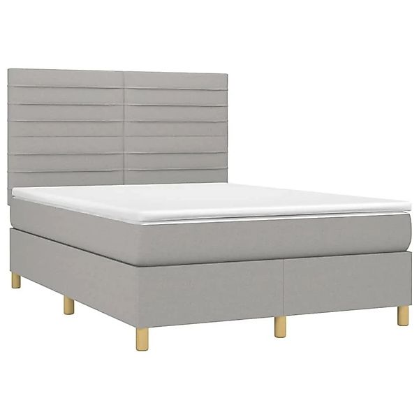 vidaXL Boxspringbett mit Matratze Hellgrau 140x200 cm Stoff 3142417 günstig online kaufen