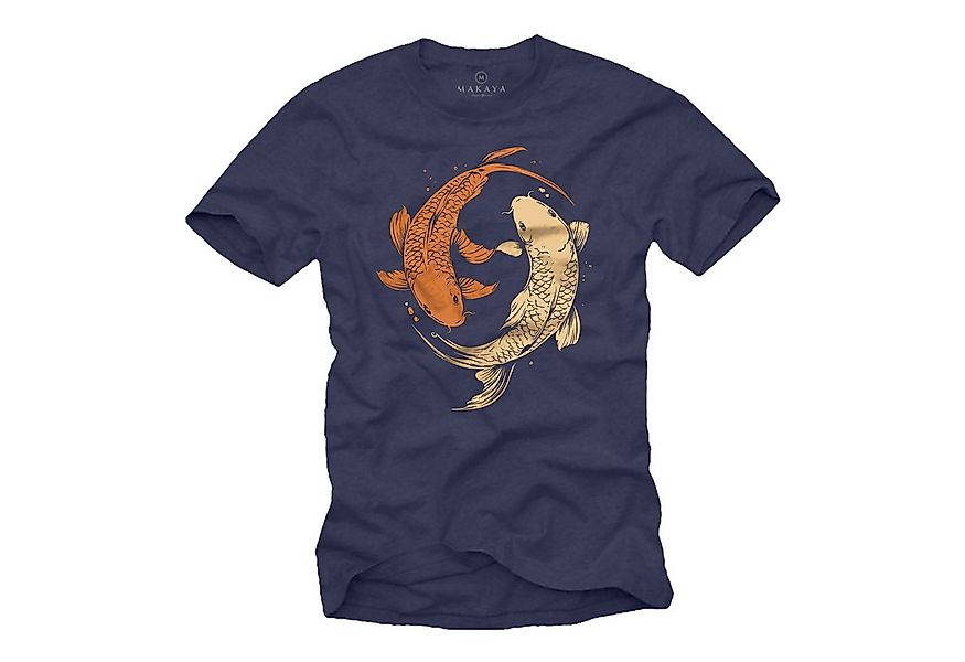 MAKAYA T-Shirt mit Yoga Motiv Yin Yang Print Angler Geschenke Fische Japan günstig online kaufen