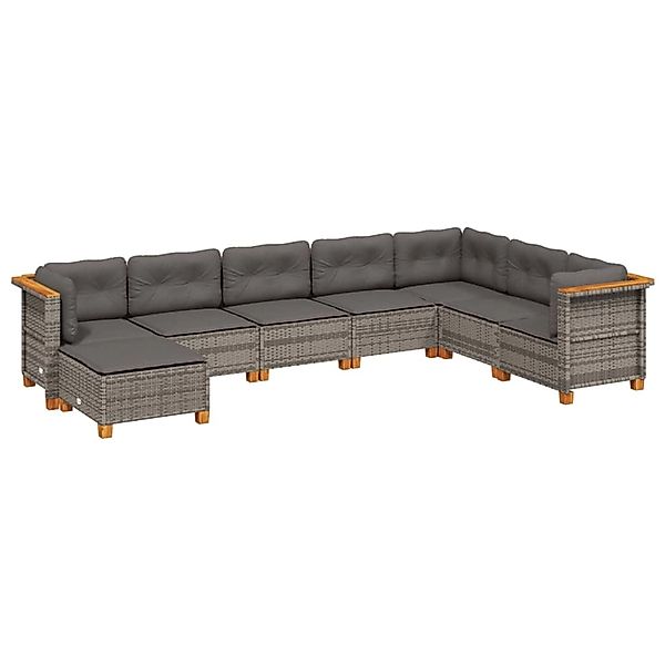 vidaXL 8-Tlg Garten-Sofagarnitur mit Kissen Grau Poly Rattan 3261954 günstig online kaufen