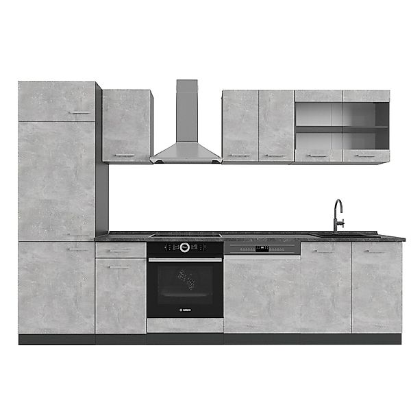 Vicco R-Line Küchenzeile Beton/Anthrazit 300 cm AP Anthrazit günstig online kaufen