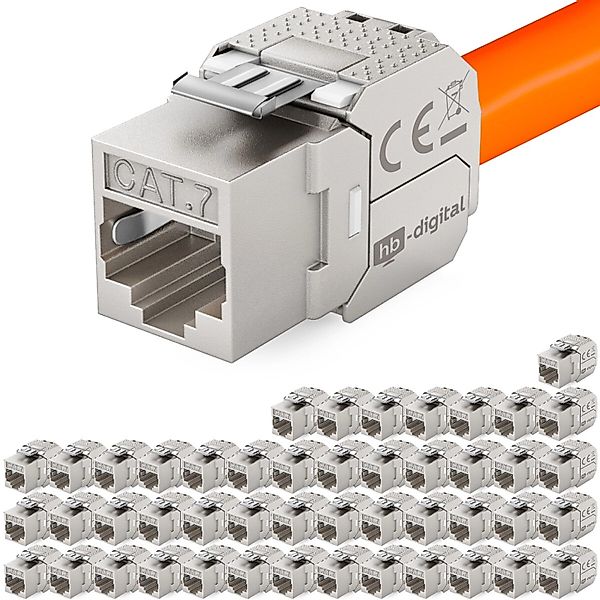 hb-digital 48x Keystone Modul CAT 7 RJ45 Einbaumodul Werkzeuglos Vergoldete günstig online kaufen