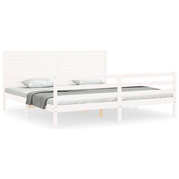 vidaXL Massivholzbett mit Kopfteil Weiß 200x200 cm 3195047 günstig online kaufen
