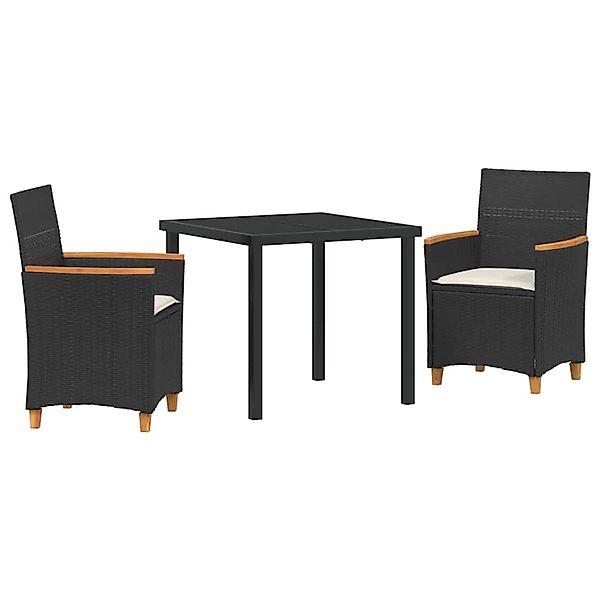 vidaXL Garten Essgruppe 3-Tlg Schwarz Poly Rattan 3381086 günstig online kaufen