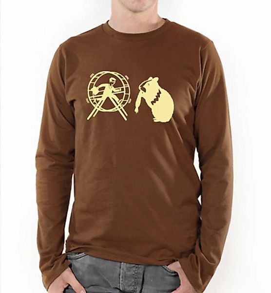 Hamster Und Der Hamsterrad In Braun Und Beige / Langarm T-shirt günstig online kaufen