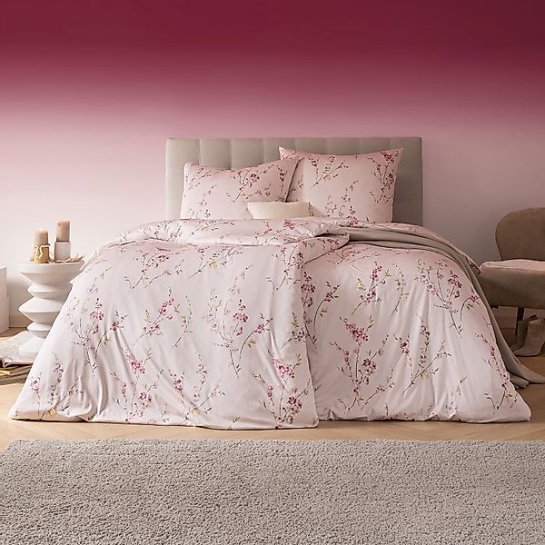 Estella Interlock Jersey Bettwäsche Elsa 6276-202 Blumen Puder 135x200 günstig online kaufen